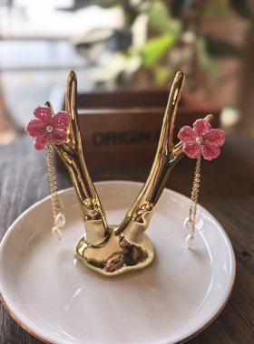 Olive Pink瓯瓶原创手工针织耳环Hand crochet earrings