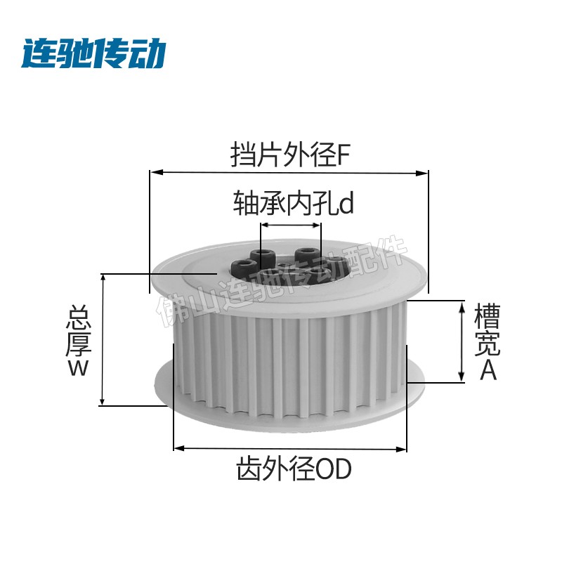 涨紧套同步轮铝合金氧化带轮S8M 22齿 槽宽17 28 33 44 E形 F形 - 图0