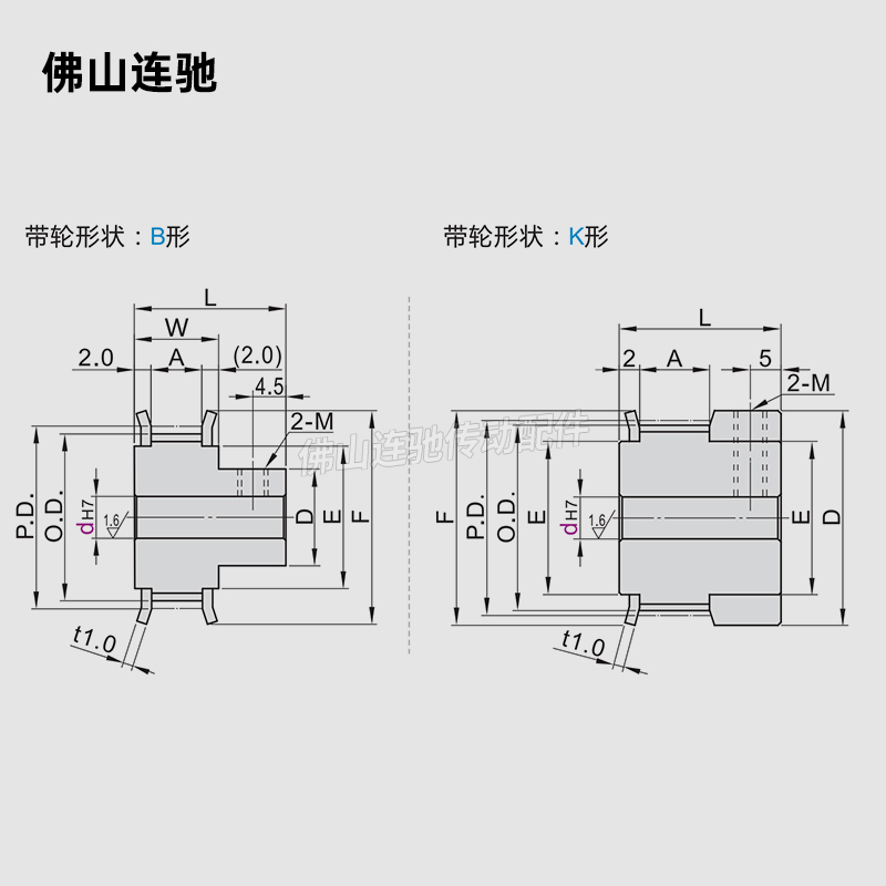 S3M40齿 同步带轮凸台  槽宽11 BF型 同步皮带轮齿轮铝40S3M100-B - 图2