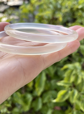 『青禾淑坊 』天然细圆条玛瑙手镯 古典圆镯 对镯 58MM、57.5MM