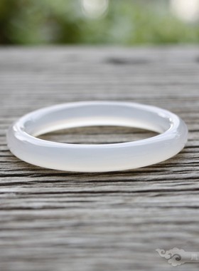 『青禾淑坊』天然玛瑙手镯 {千树万树梨花开} 国风古典圆镯 55MM