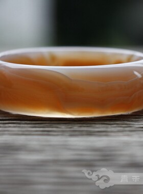 『青禾淑坊 』天然橙粉玛瑙手镯{今月曾经照古人} 古典宽镯56.5MM