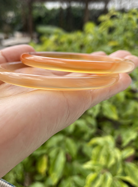 『青禾淑坊 』天然细圆条玛瑙手镯 古典圆镯 对镯 60mm