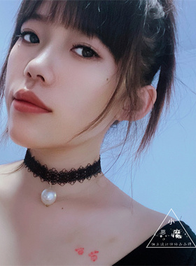 黑色项链锁骨链女高级感白色蕾丝
