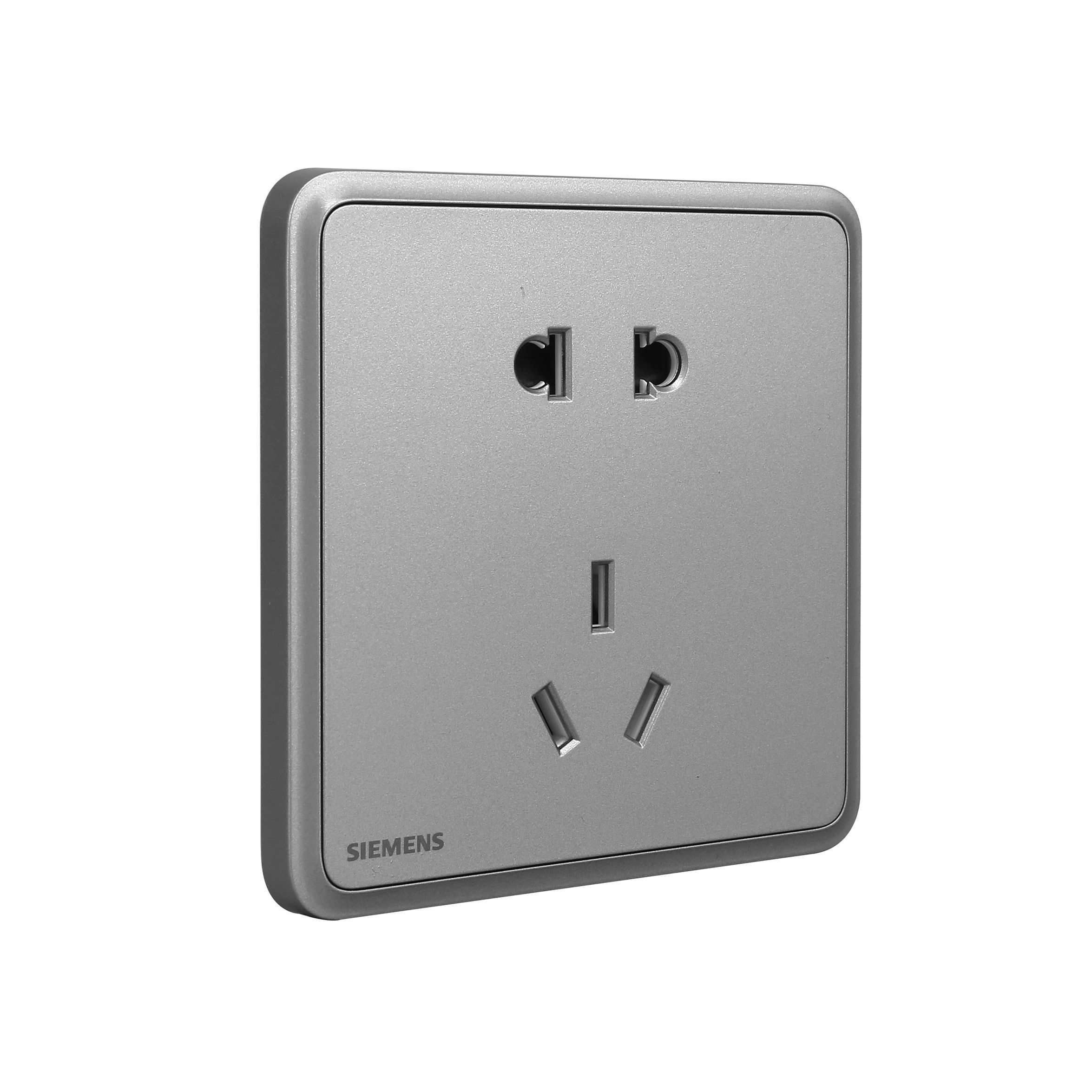 西门子开关插座灵蕴银灰色86型面板 西门子合升电源插座