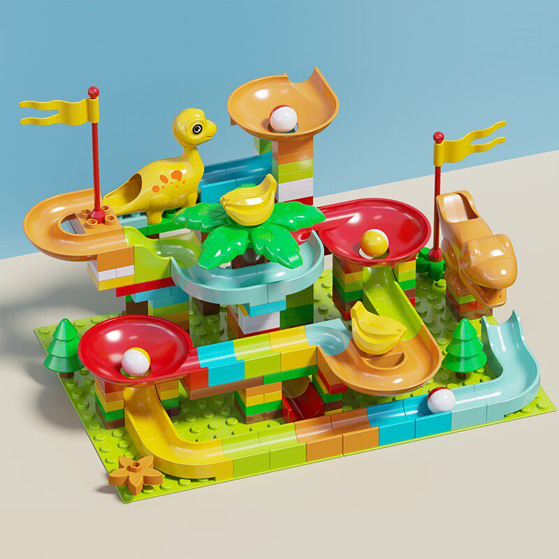 儿童大颗粒积木桌益智拼图3到6岁拼装玩具男女孩早教启蒙轨道滚珠,淘宝优惠券,粉丝福利购,淘宝优惠卷