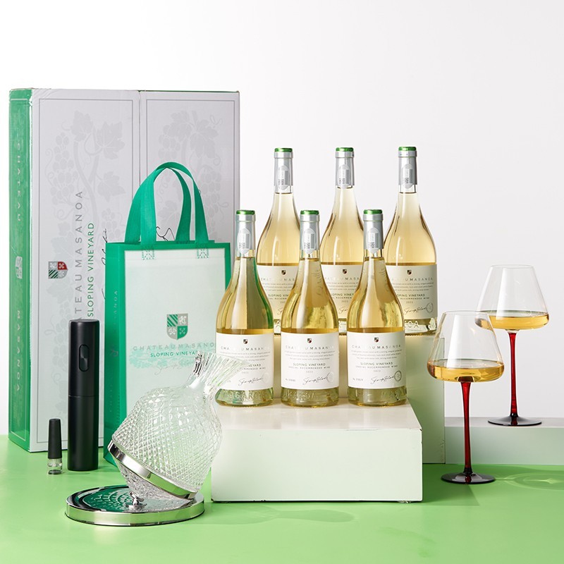 玛莎诺娅坡地半甜型13度白葡萄酒整箱6支装750ml礼盒送酒具礼品袋 - 图0