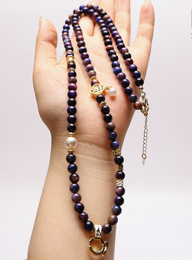 新中式国风藏式汉服配件项链创新佛牌链唐卡吊坠挂绳梦幻紫虎眼