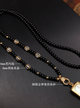 微小佛牌专用轻型小珠子黑玛瑙佛牌链快拆简约多用吊坠挂绳易更换