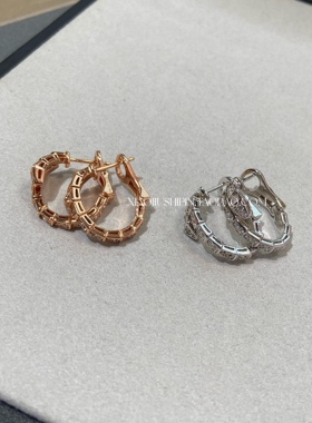 V金材质眼泪女王洪海仁金智媛同款耳环灵蛇形镶嵌满钻耳扣耳饰女