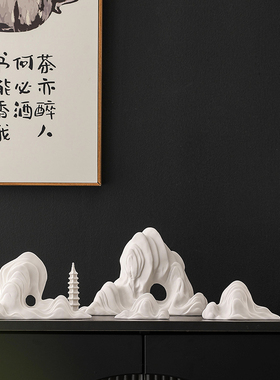 陶瓷假山微景观造景装饰茶桌笔架