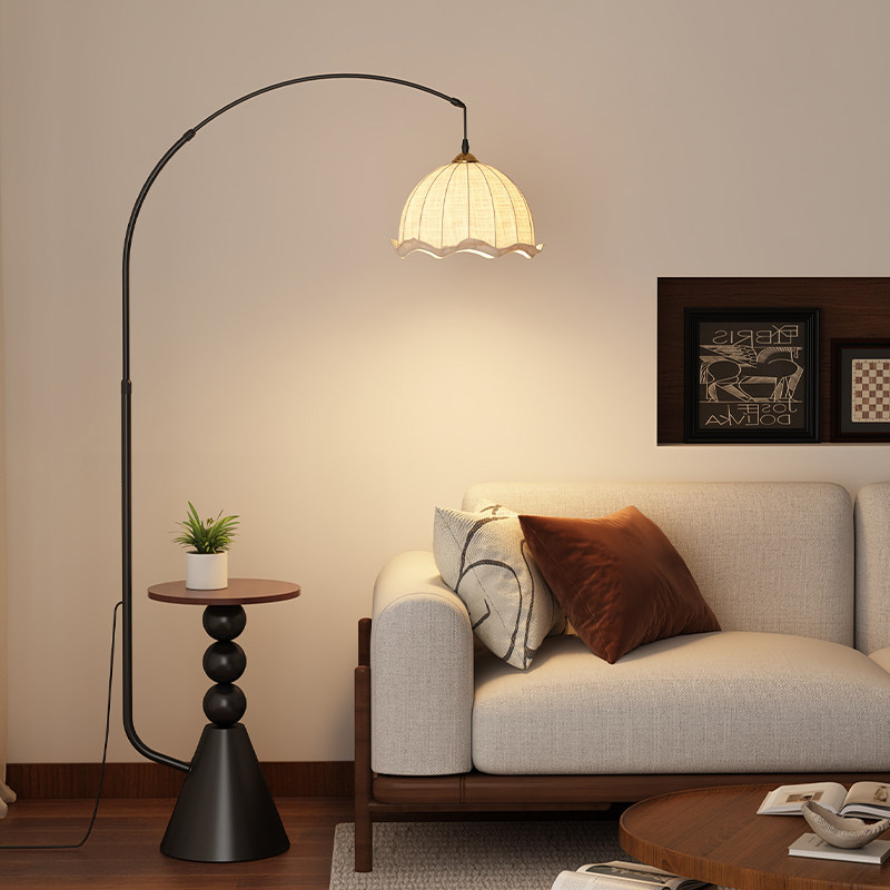 钓鱼灯中古落地灯客厅沙发边卧室床头灯氛围灯美式置物架一体台灯,淘宝优惠券,粉丝福利购,淘宝优惠卷