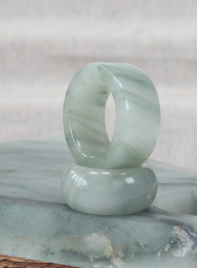 新疆天山翠冰种飘花轻奢素圈男女玉石戒指环戒圈定制