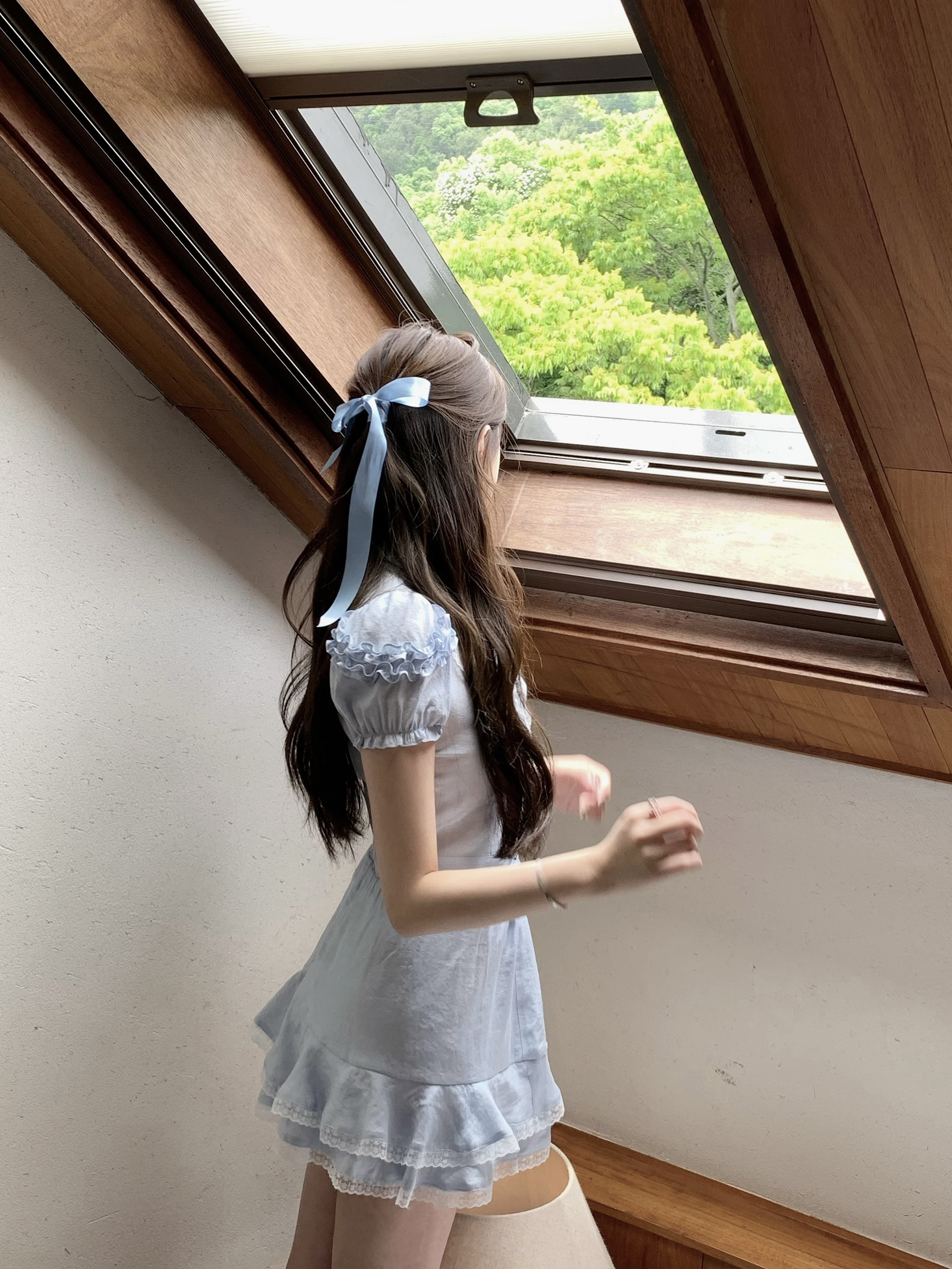 Lily Rosemary弗里丝童话梦境 甜美套装女泡泡袖衬衫半身裙两件套 - 图1