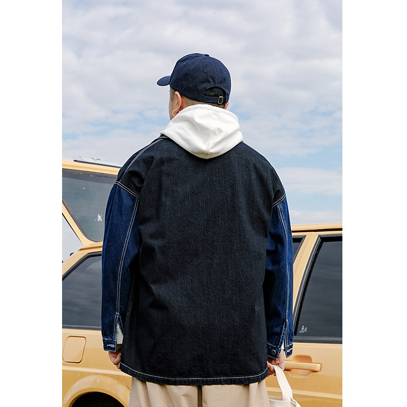 韦恩泽维尔加肥加大宽松大码潮翻领多口袋工装牛仔夹克外套男7610,淘宝优惠券,粉丝福利购,淘宝优惠卷