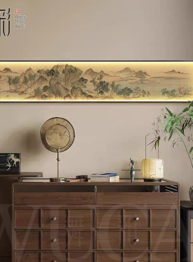 湖山春暖图山水氛围挂画宋代美学