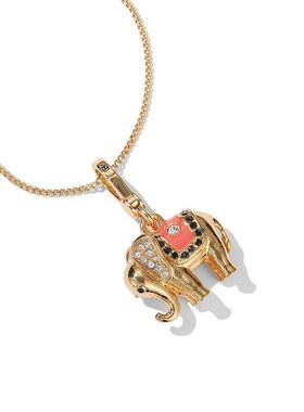 新款精致手工镶钻珐琅彩釉红色毯子大象吊坠萌宠动物包挂礼物项链