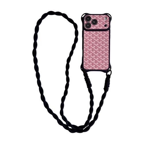 适用于苹果18promax手机壳新款iPhone17promax四角防摔16promax带挂绳女款15promax硅胶保护套皮质狗牙纹黑色 - 图0