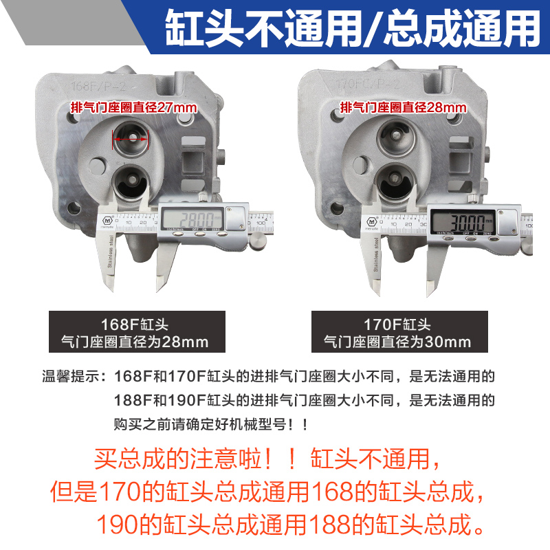 汽油机配件发电机抽水泵3KW缸头微耕机170F/190F发动机气缸总成-图0