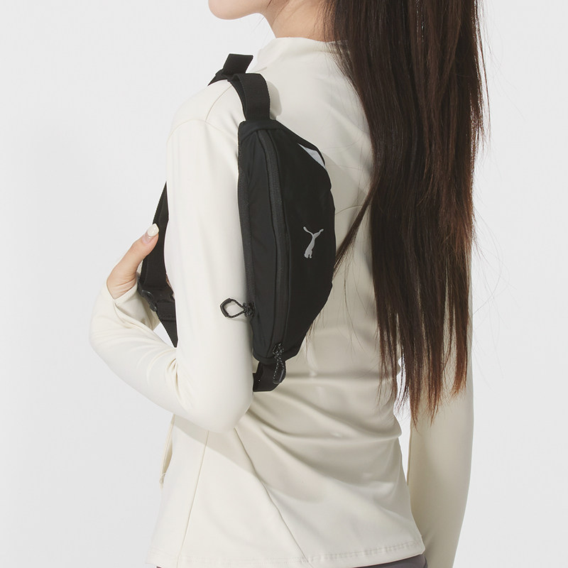Lucky Leaf|PUMA Puma Sports Waist Bag Men's and Women's Bag Crossbody Cycling Chest Bag Outdoor Black Bag 078213