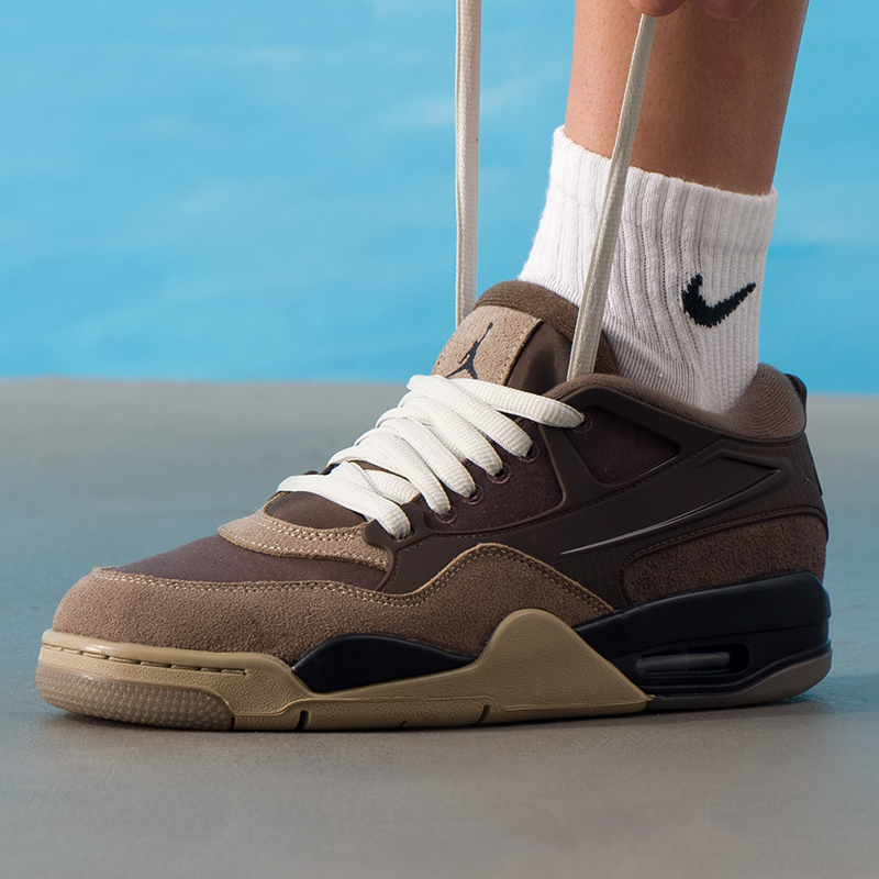 耐克男鞋官方正品Air Jordan4AJ4篮球鞋2025冬季新款气垫缓震板鞋 - 图0