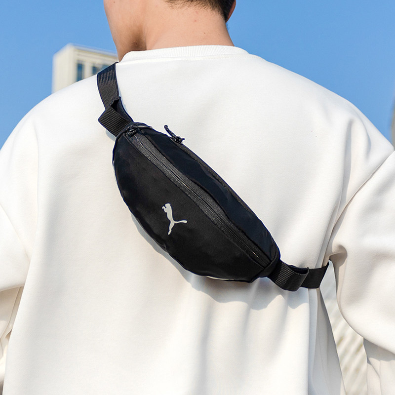 Lucky Leaf|PUMA Puma Sports Waist Bag Men's and Women's Bag Crossbody Cycling Chest Bag Outdoor Black Bag 078213