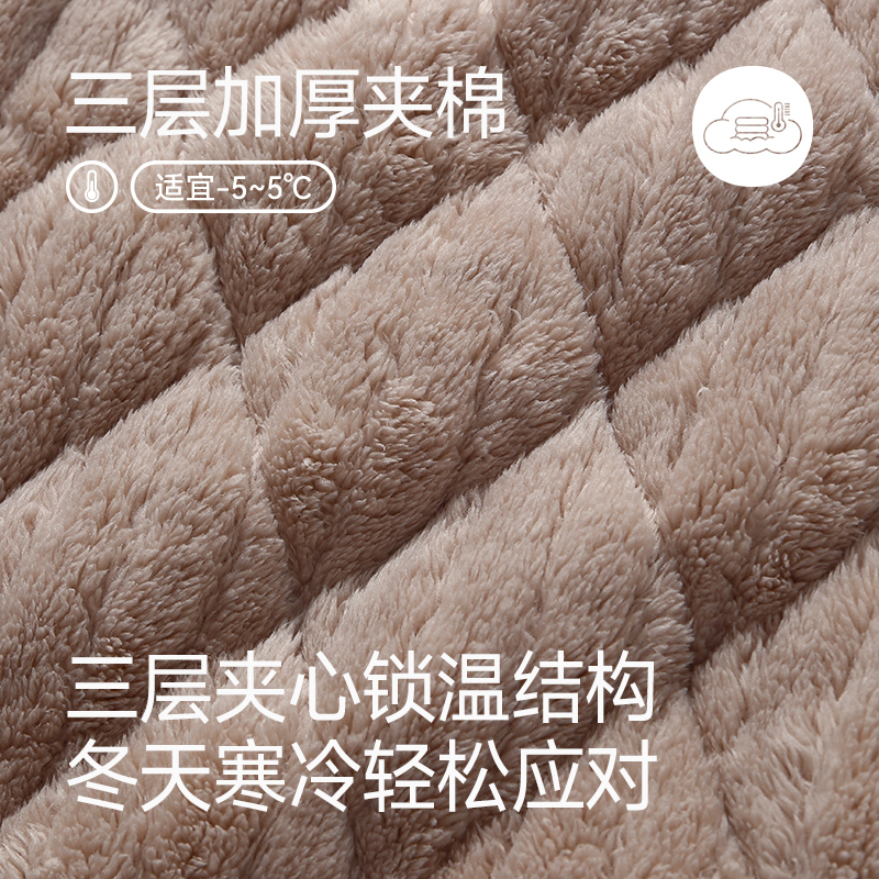 芬腾情侣睡衣珊瑚绒冬季加厚三层夹棉女士套装加绒抗静电家居服男