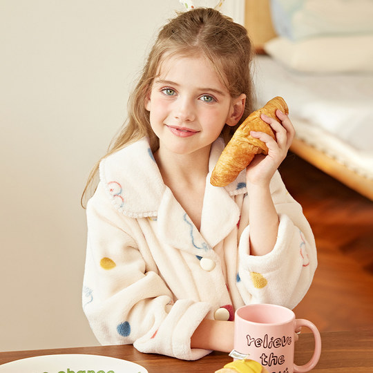 Fenton girls' pajamas coral velvet autumn and winter parent-child set