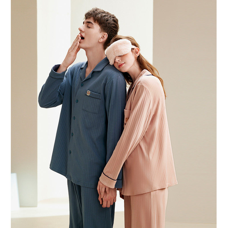 芬腾春秋款情侣纯棉长袖开衫睡衣 芬腾睡衣/家居服套装