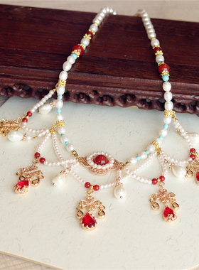 南簪录原创复古风汉服异域项链轻奢新中式新娘多层流苏国风璎珞唐