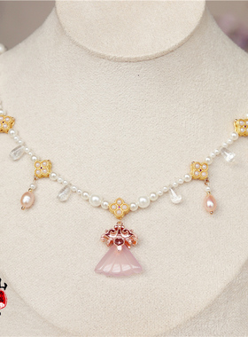 南簪录古风四叶草珍珠项链日常中式流苏软璎珞唐汉服配饰高级感宋