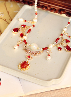 南簪录原创古风流苏项链天然珍珠锆石软璎珞国风汉服配饰Lolita唐