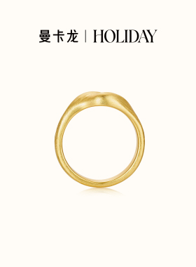 曼卡龙·HOLIDAY沙丘S925银戒指黄金色拉丝简约个性戒指日常百搭