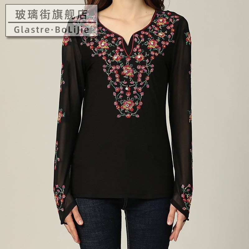 新疆舞蹈服装女收腰民族风练功服 玻璃街民族服装/舞台装