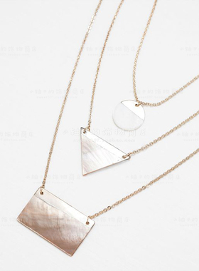 zara西班牙镀金贝壳长方形项链