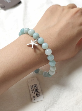 美国棉麻品牌 绿色石串珠弹力手链