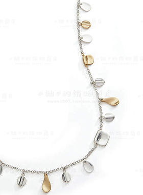 美国棉麻金银色几何形项链小吊坠