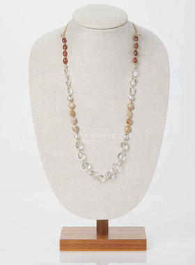 美国棉麻玻璃树枝串珠项链