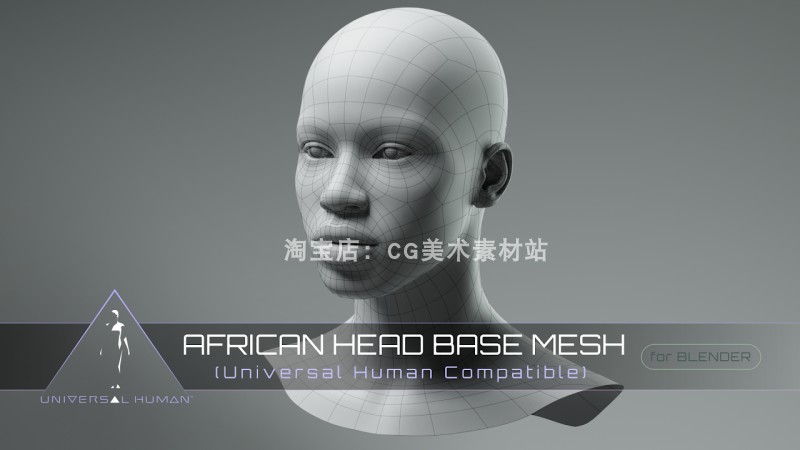 Blender亚洲人欧洲人非洲人种通用人脸人头4款3D模型素材-图1