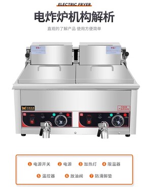 豹鼎电炸炉商用油炸炉油炸锅商用电炸炉双杠炸锅油炸机油条机