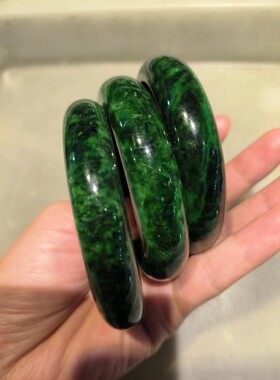 天原翡翠干青玉石手镯翠绿水润温润如脂57-63mm收藏品aqx12