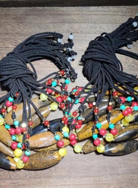 蒙天珠项链男女毛衣链吊坠九眼石页岩玛瑙天原金钱石眼睛石 ​