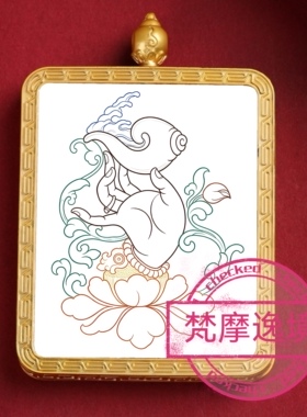 唐卡手绘DIY佛手法螺唐卡吊坠画芯涂色佛像白描唐卡白描F10