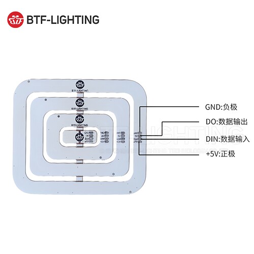 LED全彩方形圆形灯内置芯片WS2812B点控5050RGB灯珠62位矩形灯环 - 图1