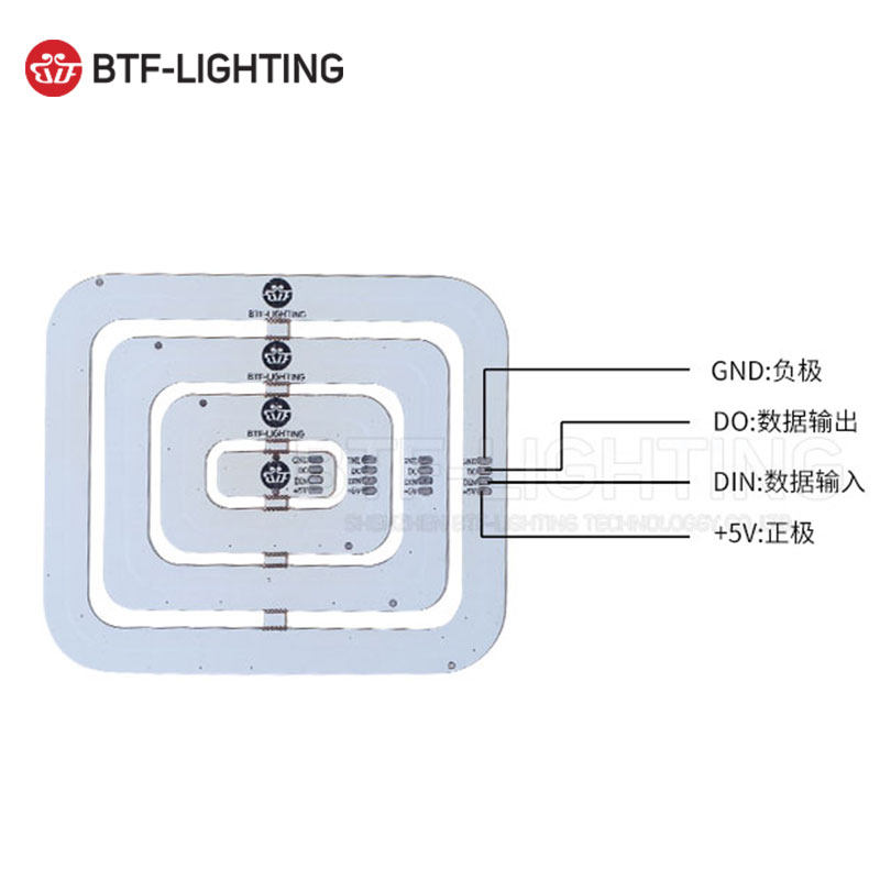 LED全彩方形圆形灯内置芯片WS2812B点控5050RGB灯珠62位矩形灯环,淘宝优惠券,粉丝福利购,淘宝优惠卷
