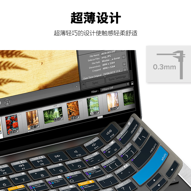JCPal本朴笔记本键盘膜2024新款15英寸适用于苹果macbookAir14/16寸M3保护膜Air13M2硅胶LR快捷功能键膜超薄