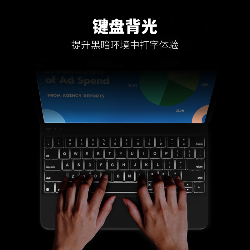 JCPal本朴平板妙控键盘适用于 iPad Air10.9蓝牙键盘ipad保护套ipad键盘 Pro12.9苹果平板键盘磁吸悬浮键盘壳 - 图1