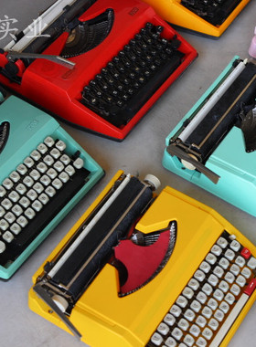 糖果色彩色怀旧老打字机二手彩色打字机装饰品摆件摄影道具可定制