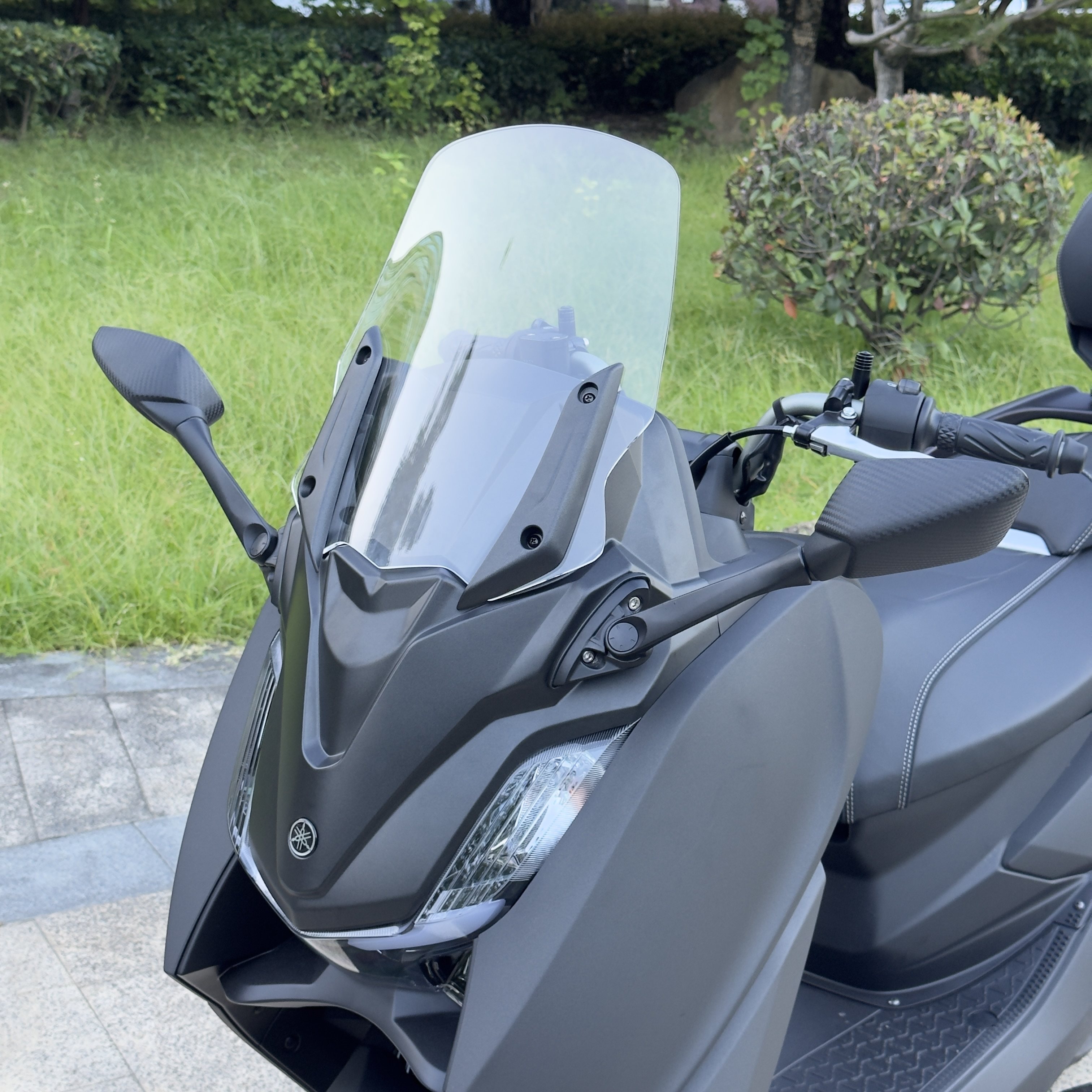 适用雅马哈兴鹰125改装TMAX前脸风挡ZY125T-18前置后视镜加高风挡 - 图0