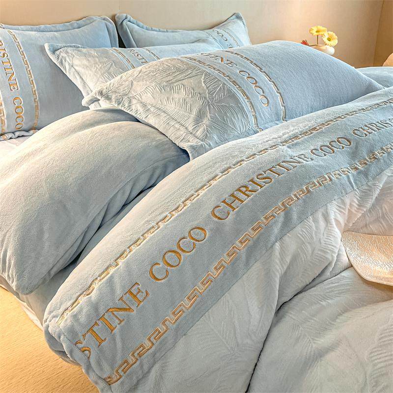 轻奢高级感创新牛奶绒四件套冬季珊瑚绒法兰绒双面加绒被套床单款,淘宝优惠券,粉丝福利购,淘宝优惠卷